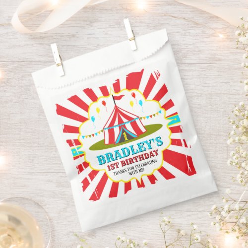 Big Top Circus Carnival 1st Birthday Favor Bag