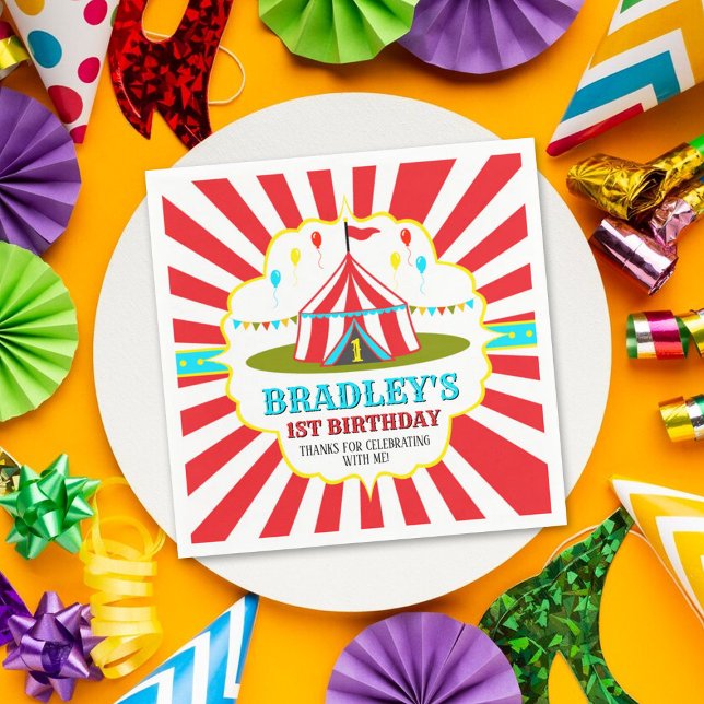 Big Top Circus Carnival 1st Birthday Napkins (Creator Uploaded)