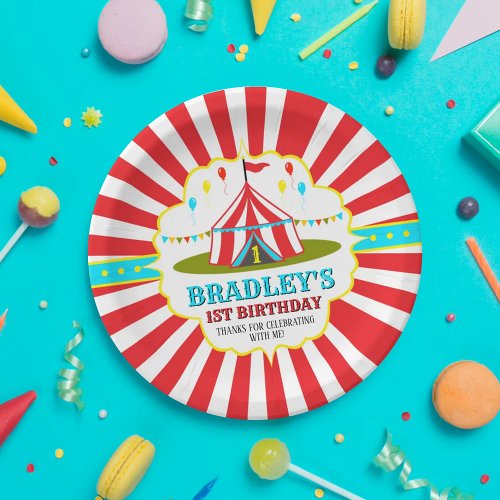 Big Top Circus Carnival 1st Birthday Paper Plates
