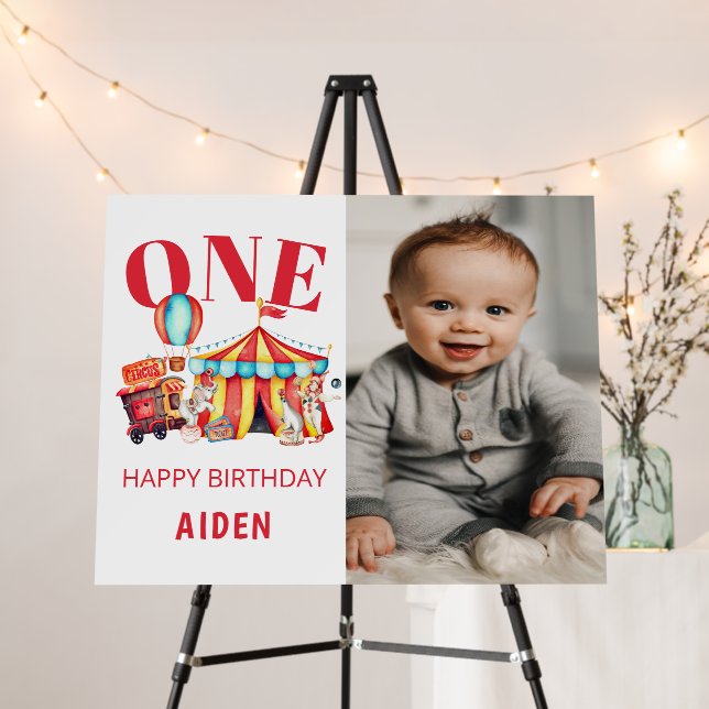Big Top Circus Carnival 1st Birthday Photo Foam Board (In Situ (Stand))