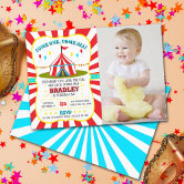 Circus Party Invitation for 1st Birthday