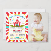 Big Top Circus Carnival 1st Birthday Photo Invitation (Front)