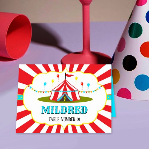 Big Top Circus Carnival 1st Birthday Place Cards