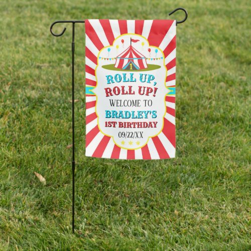 Big Top Circus Carnival 1st Birthday Welcome Garden Flag