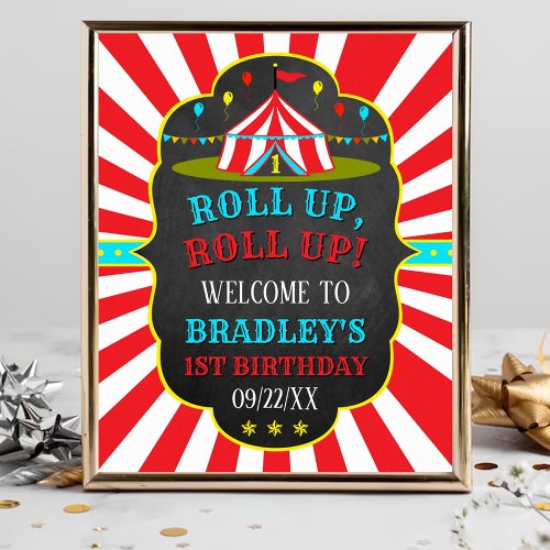 Big Top Circus Carnival 1st Birthday Welcome Poster