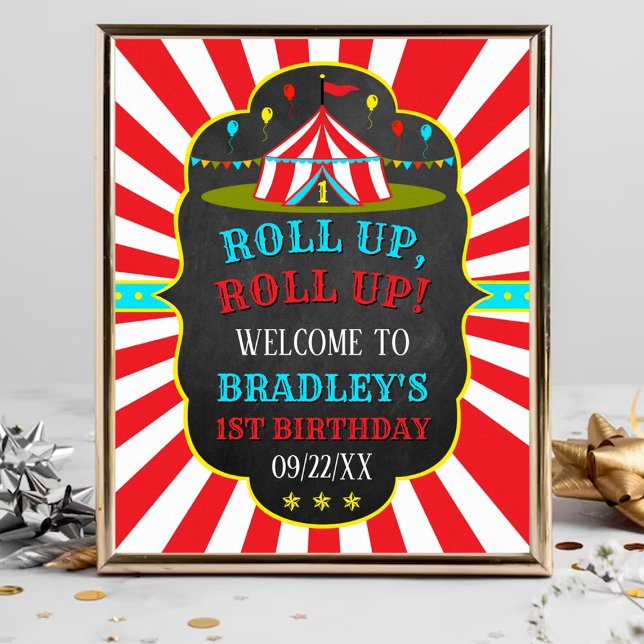 Big Top Circus Carnival 1st Birthday Welcome Poster (Creator Uploaded)
