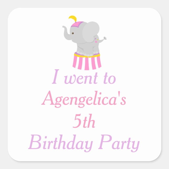 Big Top Circus Carnival Birthday 'I went to' Square Sticker (Front)