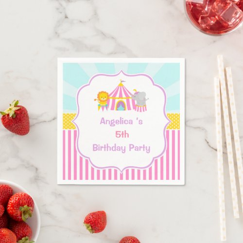 Big Top Circus Carnival Birthday in Pink Napkins