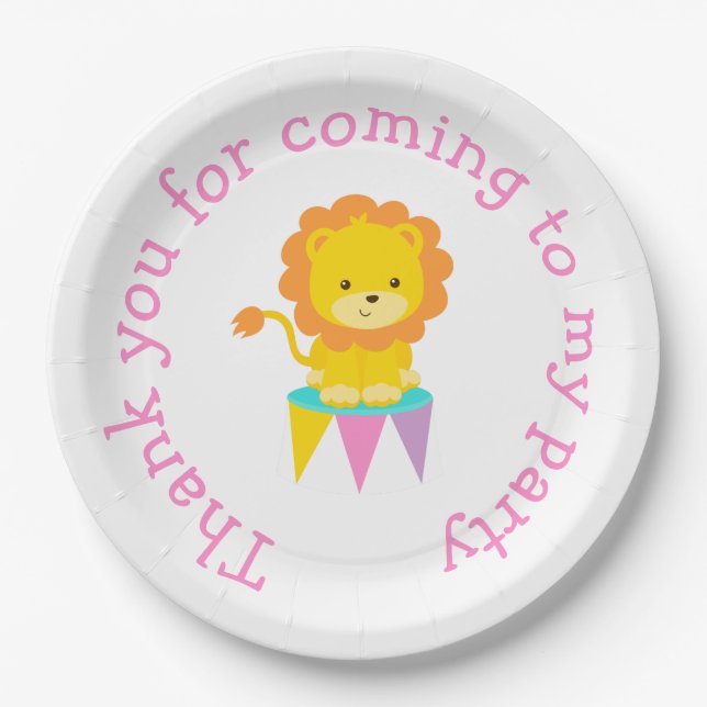 Big Top Circus Carnival Birthday in Pink Paper Plates (Front)