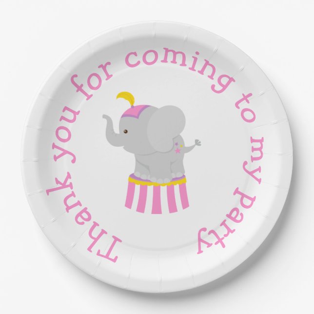 Big Top Circus Carnival Birthday in Pink Paper Plates (Front)