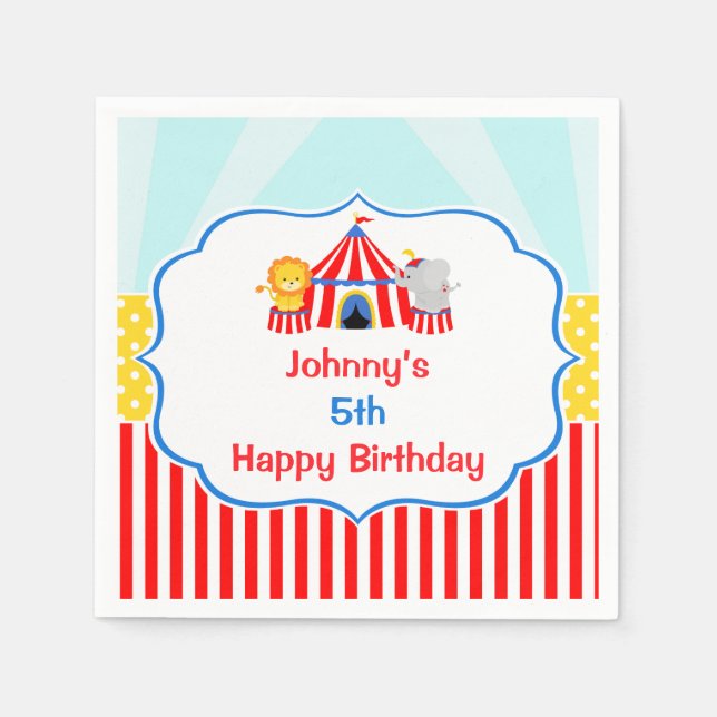 Big Top Circus Carnival Birthday in Red Napkins (Front)