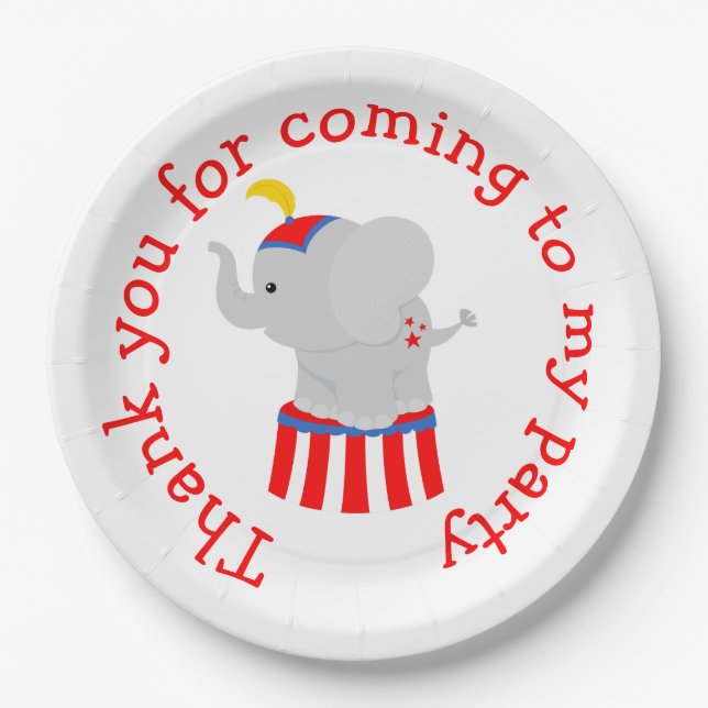 Big Top Circus Carnival Birthday in Red Paper Plates (Front)