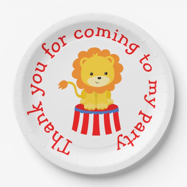 Big Top Circus Carnival Birthday in Red Paper Plates (Front)