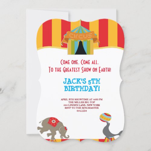 BIG TOP CIRCUS CARNIVAL BIRTHDAY INVITATIONS