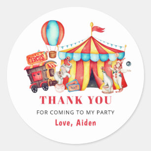 Big Top Circus Carnival Birthday Thank You Classic Round Sticker