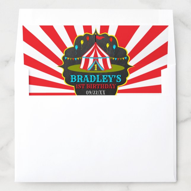 Big Top Circus Carnival Chalkboard 1st Birthday Envelope Liner (In Envelope)
