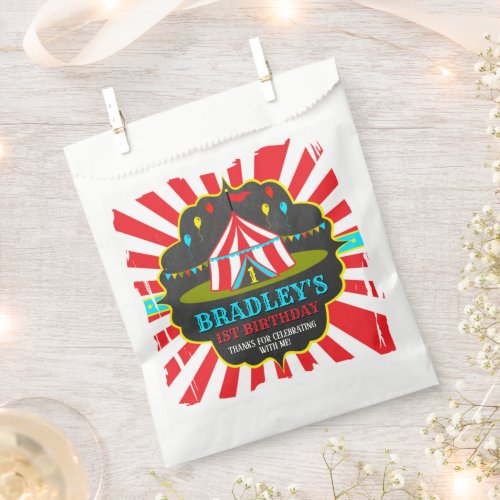 Big Top Circus Carnival Chalkboard 1st Birthday Favor Bag