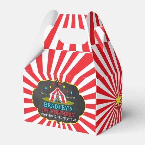 Big Top Circus Carnival Chalkboard 1st Birthday Favor Boxes