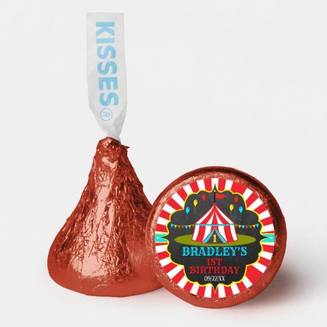 Big Top Circus Carnival Chalkboard 1st Birthday Hershey®'s Kisses® (Front)