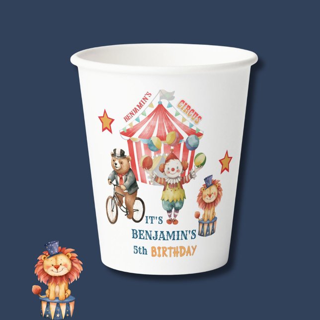 Big Top Circus Carnival Fifth Birthday  Paper Cups (Creator Uploaded)