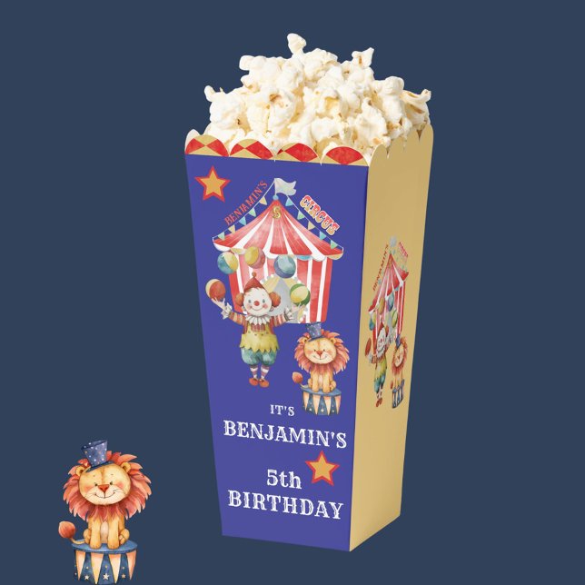 Big Top Circus Carnival Fifth Birthday Popcorn Favor Boxes (Creator Uploaded)