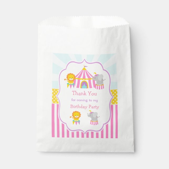 Big Top Circus Carnival in Pink Favor Bag (Front)