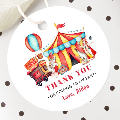 Big Top Circus Carnival Party Favor Tags