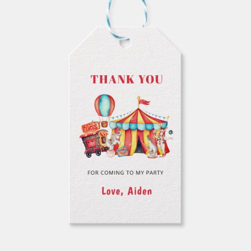 Big Top Circus Carnival Party Gift Tags