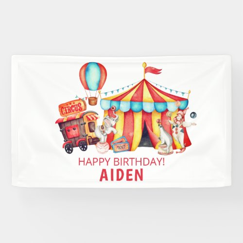 Big Top Circus Happy Birthday  Banner