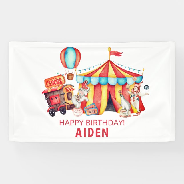 Big Top Circus Happy Birthday  Banner (Horizontal)