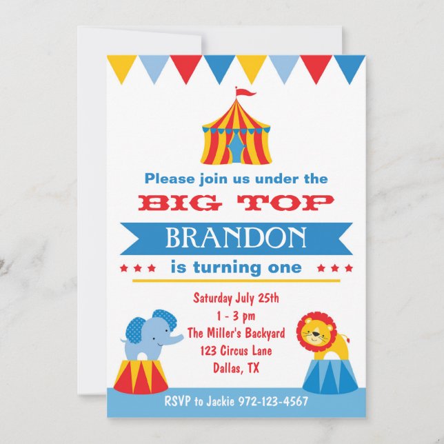 Big Top Circus Invitation (Front)