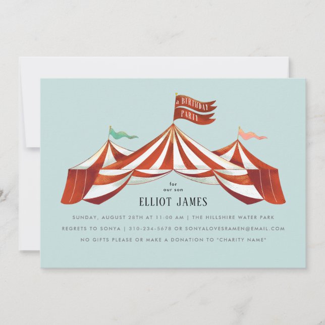 Big Top Circus Tent Gender Neutral Birthday Party Invitation (Front)