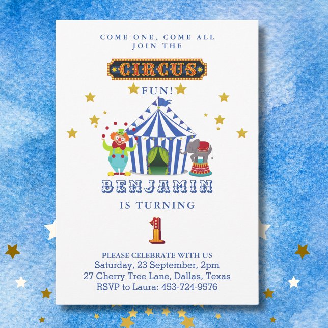 Big Top Come One Come All Circus 1st Birthday Invitation (Creator Uploaded)