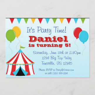 Big Top n Balloons Carnival Circus Birthday Party Invitation