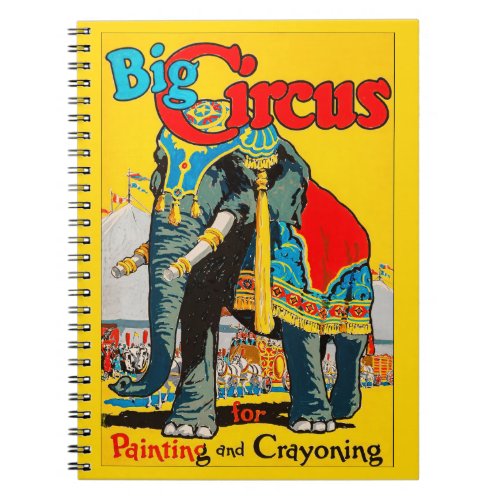 Big Top Retro Colorful 1940s Deco Circus Elephant Notebook