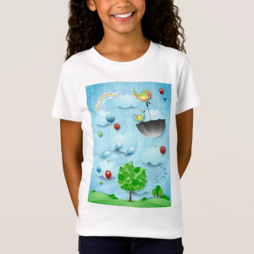 Big tree and flying birds T_Shirt