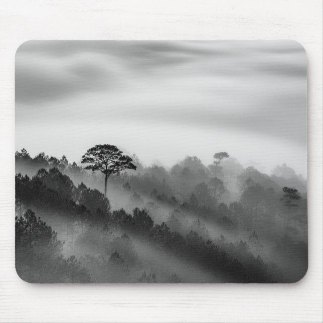 Big Tree in Pine Forest in the Mist Mouse Pad (Front)