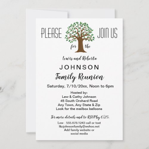 Big Tree Logo Family Reunion or Event Invitation
