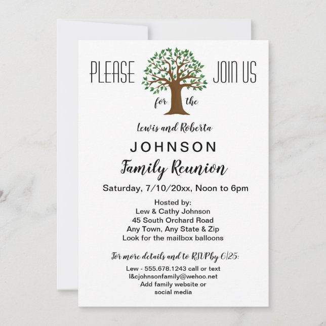 Big Tree Logo Family Reunion or Event Invitation (Front)