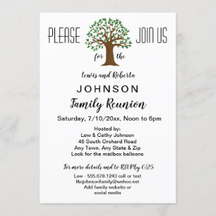 Big Tree Logo Family Reunion or Event Invitation