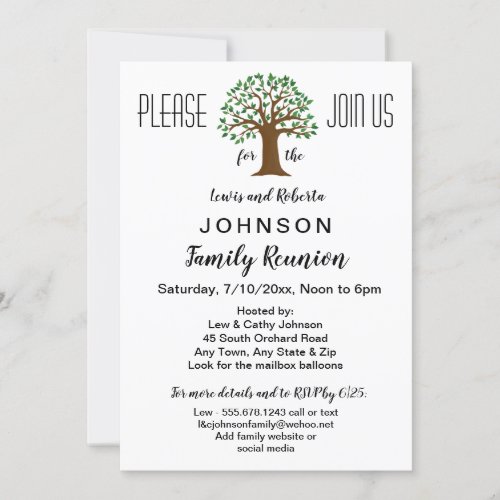 Big Tree Logo Family Reunion or Event Invitation