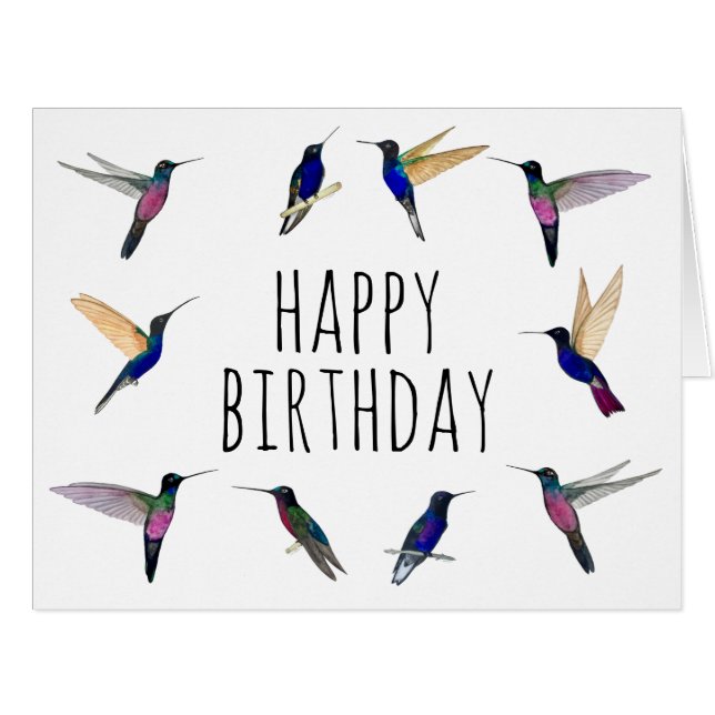 Big Tropical Hummingbirds Birthday Card (Front Horizontal)