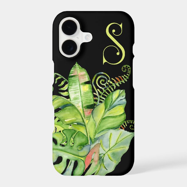 Big Tropical Leaf Arrangement Monogram S Case-Mate iPhone Case (Back)