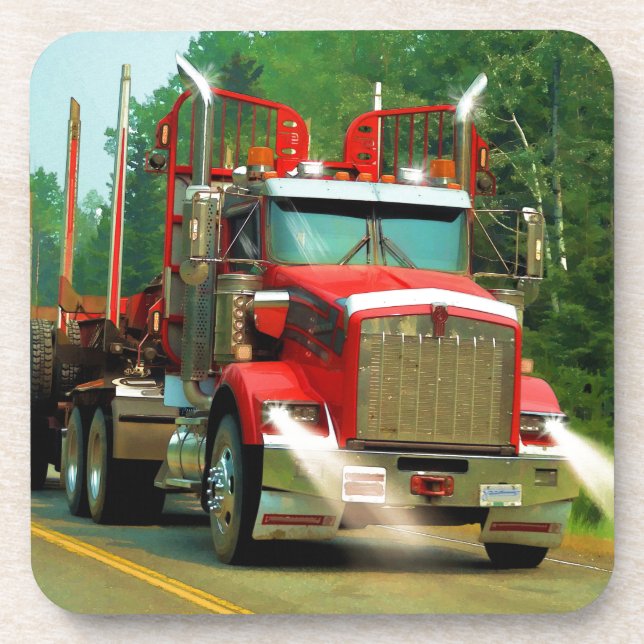 Big Truck and Highway Art for Lorry-lovers Beverage Coaster (Front)