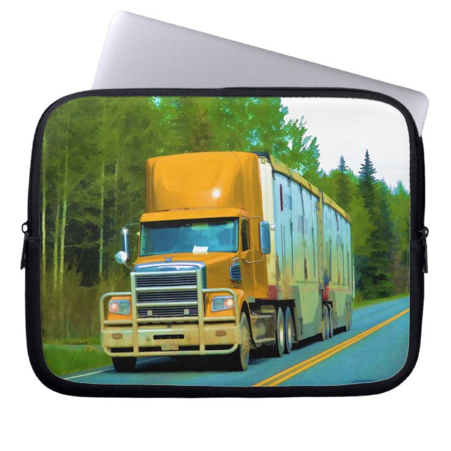 Big Truck and Highway Art for Lorry-lovers Laptop Sleeve (Front)