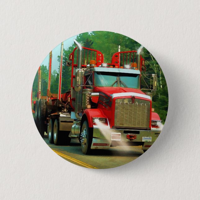 Big Truck and Highway Art for Lorry-lovers Pinback Button (Front)