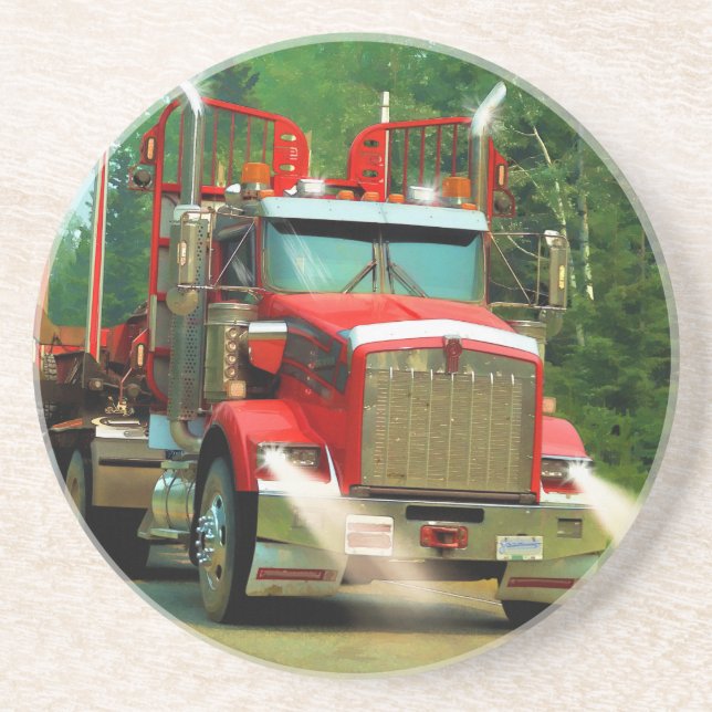Big Truck and Highway Art for Lorry-lovers Sandstone Coaster (Front)
