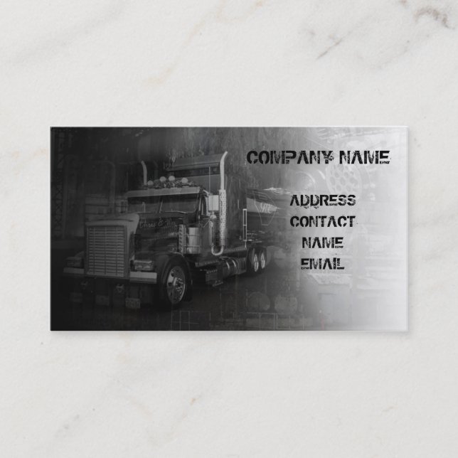 big truck in Grey Business Card (Front)