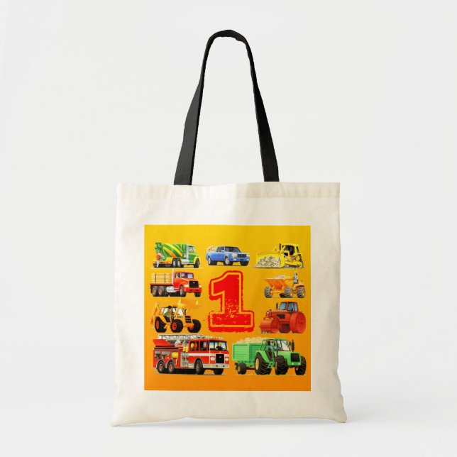 Big Trucks 1st Birthday Tote Bag (Front)