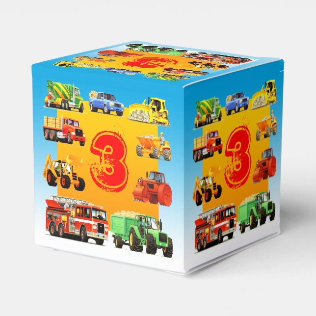 Big Trucks 3rd Birthday Favor Boxes (Back Side)